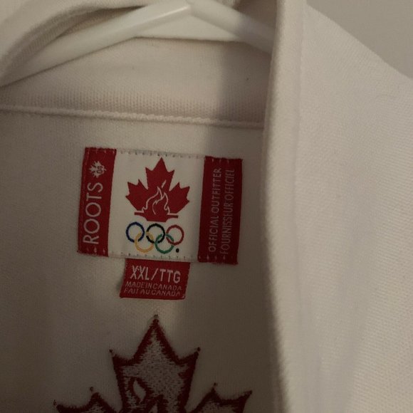 Roots Canadian Olympic Team Men's White Full Zip Sweater Official Outfitter XXL - Picture 2 of 11